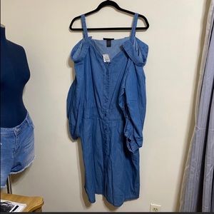 Ashley Stewart denim jean cold shoulder dress